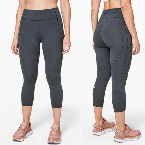 Lululemon Time To Sweat Crop Leggings 23" Melanite Gray Size 4 - Picture 2 of 7